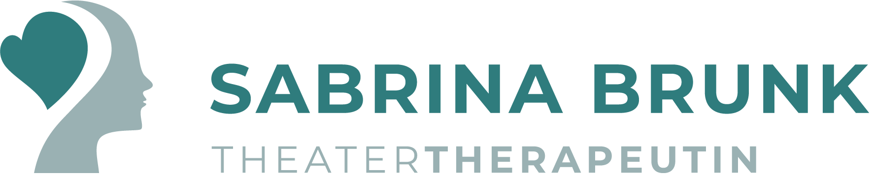 Logo „Sabrina Brunk – Theatertherapeutin“ mit Kopfprofil und Herzsymbol.